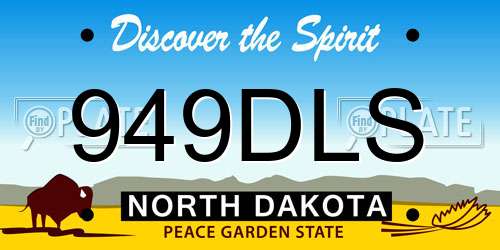 949DLS North Dakota License Plate