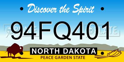 94FQ401 North Dakota License Plate