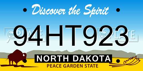 94HT923 North Dakota License Plate