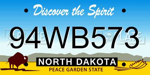 94WB573 North Dakota License Plate