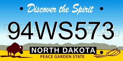 94WS573 North Dakota License Plate