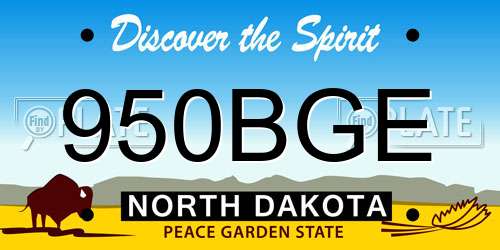 950BGE North Dakota License Plate