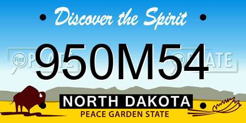 950M54 North Dakota License Plate