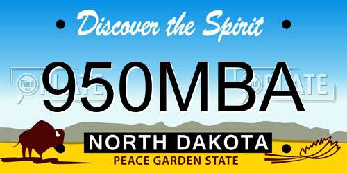 950MBA North Dakota License Plate