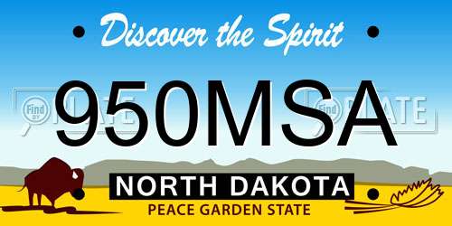 950MSA North Dakota License Plate