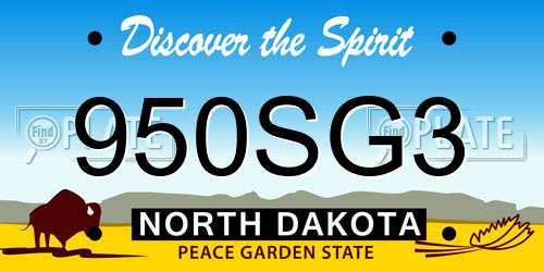 950SG3 North Dakota License Plate