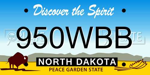 950WBB North Dakota License Plate