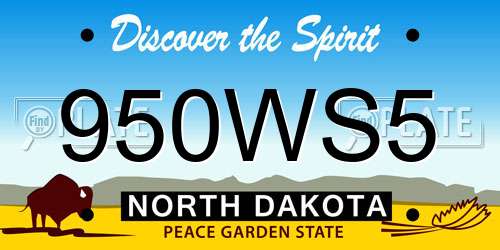 950WS5 North Dakota License Plate