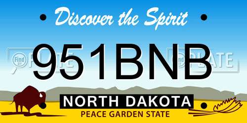 951BNB North Dakota License Plate