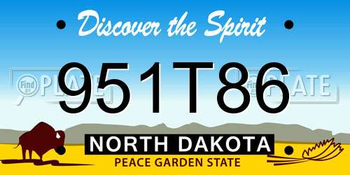 951T86 North Dakota License Plate