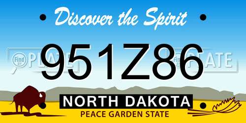 951Z86 North Dakota License Plate