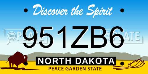 951ZB6 North Dakota License Plate