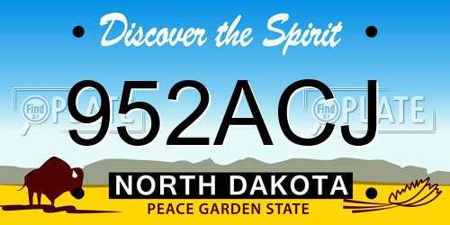 952ACJ North Dakota License Plate