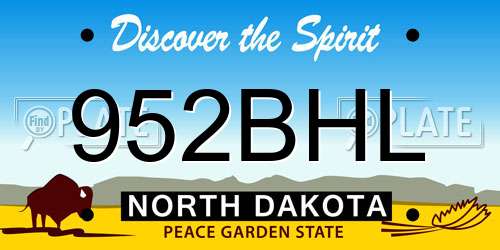 952BHL North Dakota License Plate
