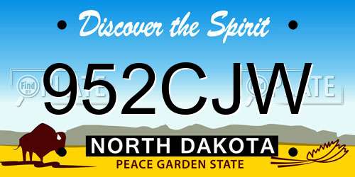 952CJW North Dakota License Plate