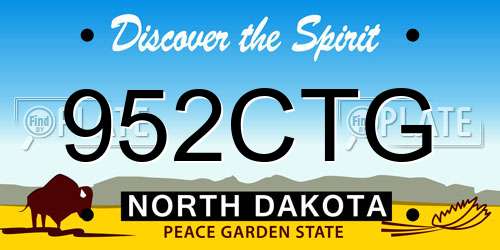 952CTG North Dakota License Plate