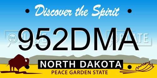 952DMA North Dakota License Plate