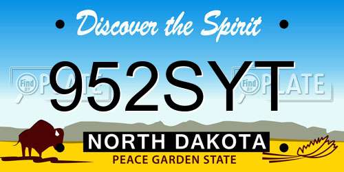 952SYT North Dakota License Plate