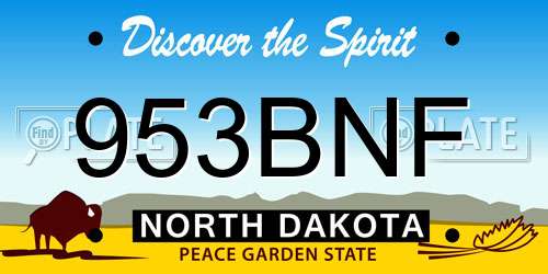 953BNF North Dakota License Plate