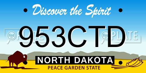 953CTD North Dakota License Plate