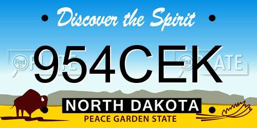 954CEK North Dakota License Plate