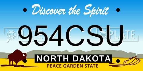 954CSU North Dakota License Plate