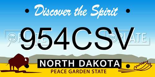954CSV North Dakota License Plate