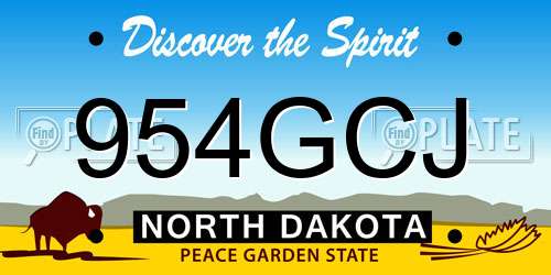 954GCJ North Dakota License Plate