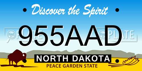 955AAD North Dakota License Plate