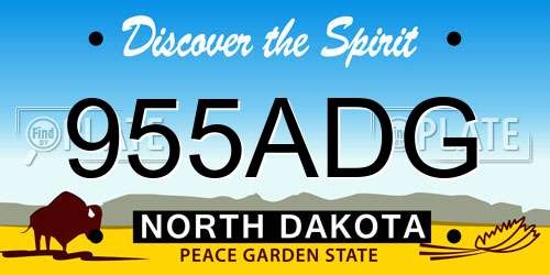 955ADG North Dakota License Plate