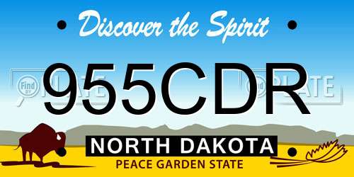 955CDR North Dakota License Plate