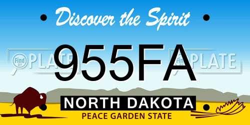 955FA North Dakota License Plate