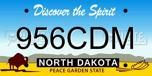 956CDM North Dakota License Plate