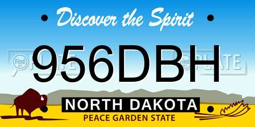 956DBH North Dakota License Plate