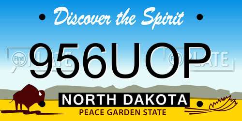956UOP North Dakota License Plate