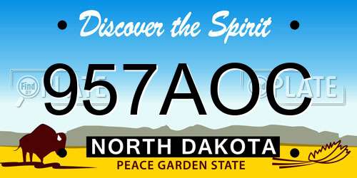 957AOC North Dakota License Plate