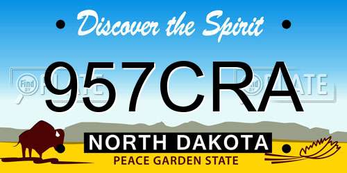 957CRA North Dakota License Plate