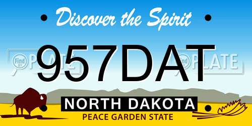 957DAT North Dakota License Plate
