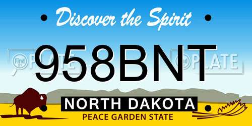 958BNT North Dakota License Plate