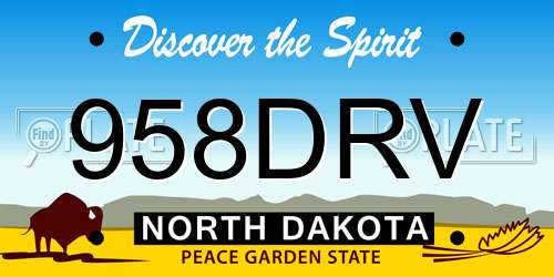958DRV North Dakota License Plate