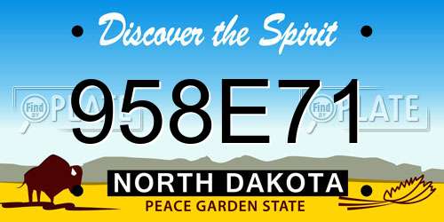 958E71 North Dakota License Plate
