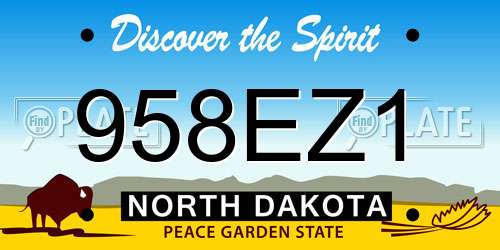 958EZ1 North Dakota License Plate