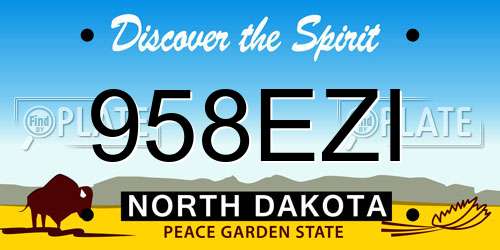 958EZI North Dakota License Plate