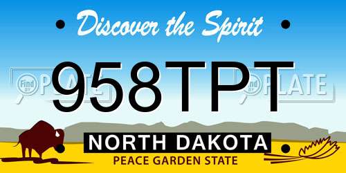 958TPT North Dakota License Plate