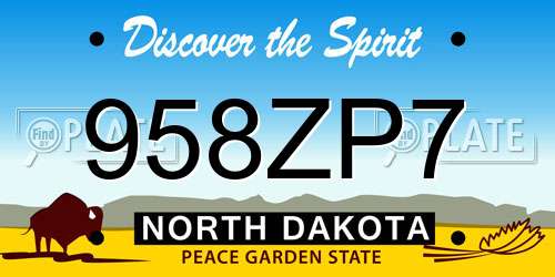 958ZP7 North Dakota License Plate