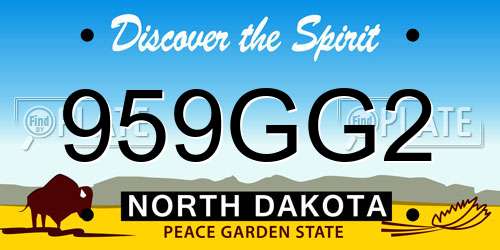 959GG2 North Dakota License Plate