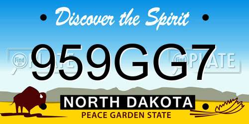 959GG7 North Dakota License Plate