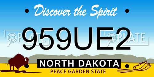 959UE2 North Dakota License Plate