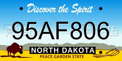 95AF806 North Dakota License Plate