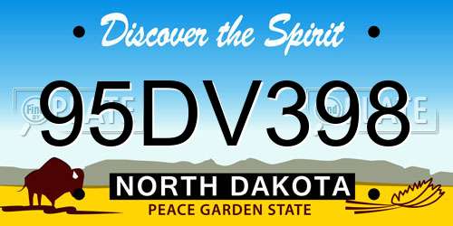 95DV398 North Dakota License Plate
